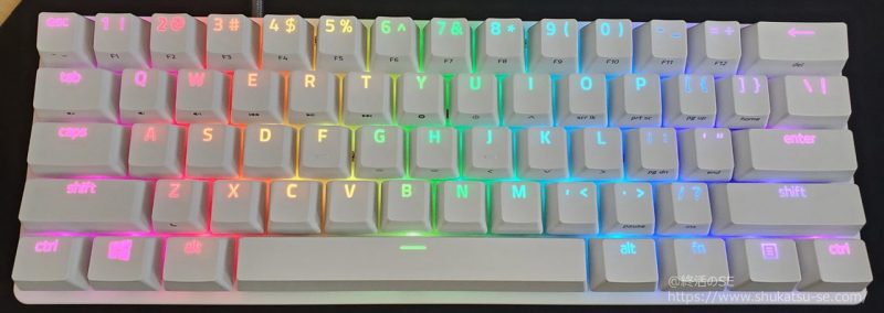 Razer Huntsman Mini  キーボードのライティング有効時